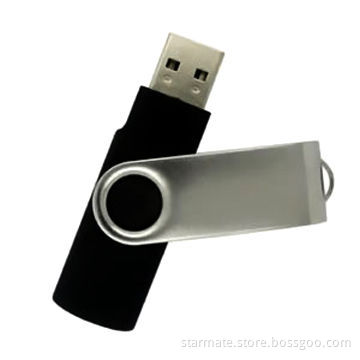 Swivel USB Drive with Logo Printing Area, Available in Black and Blue Colors